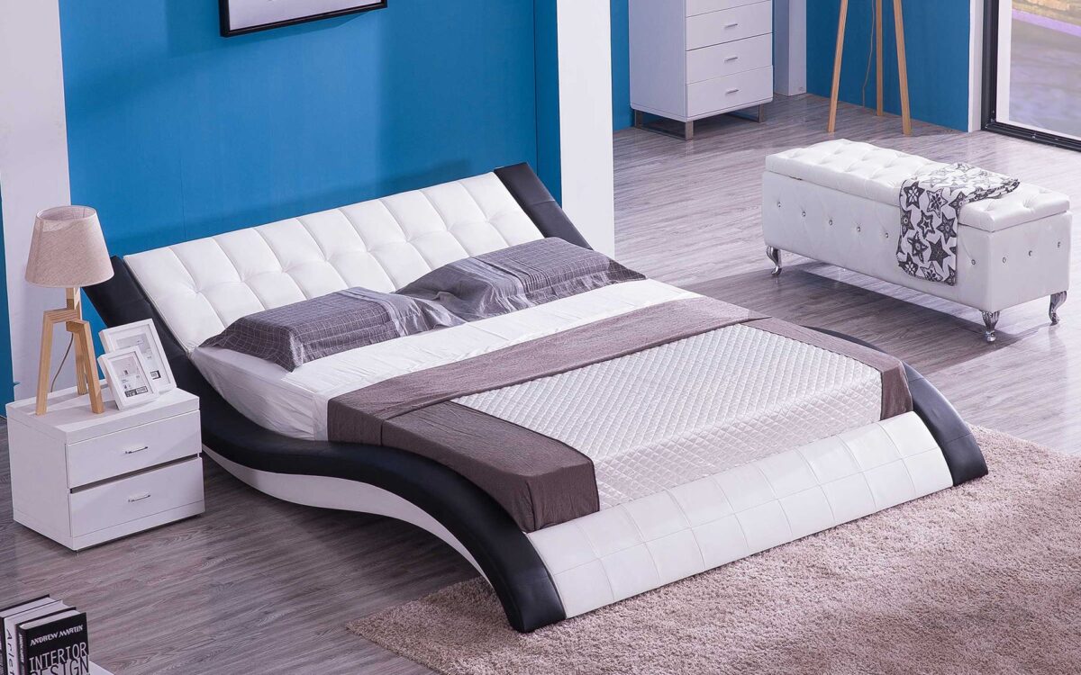 Sunna Curved Modern Leather Platform Smart Bed With LED Light - Image 8