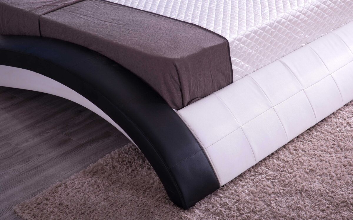 Sunna Curved Modern Leather Platform Smart Bed With LED Light - Image 10