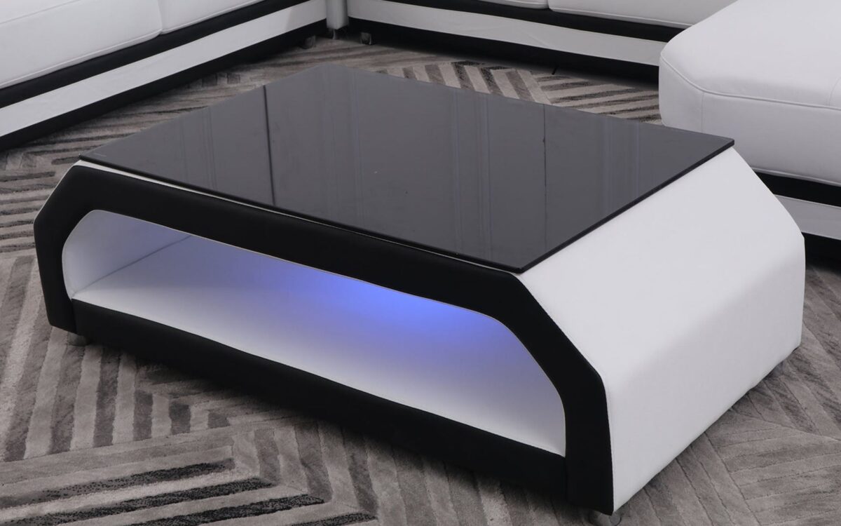 Mcmanu Modern Leather Sectional with LED Light - Image 7