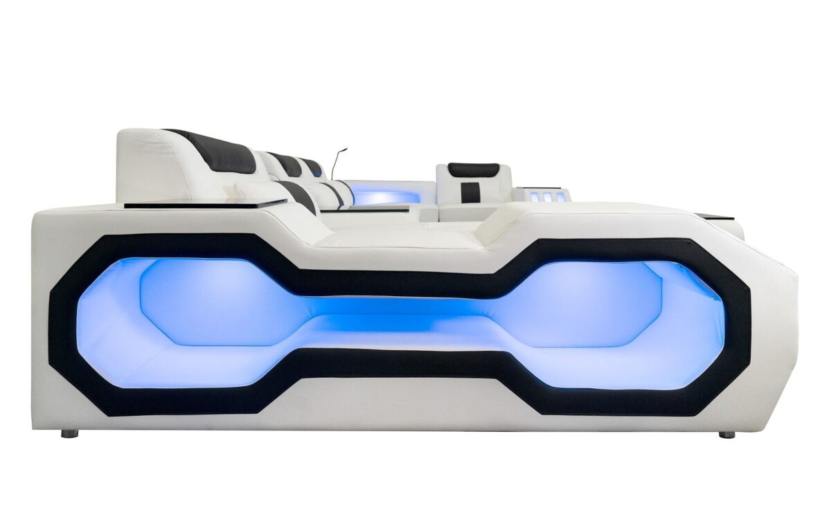 Omont Large Modern Leather Sectional with Console | Futuristic Furniture - Image 8