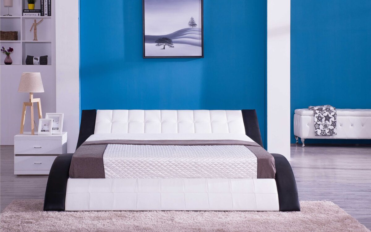 Sunna Curved Modern Leather Platform Smart Bed With LED Light - Image 7