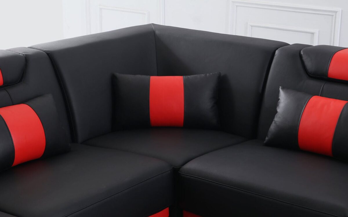 Mcmanu Modern Leather Sectional with LED Light - Image 5