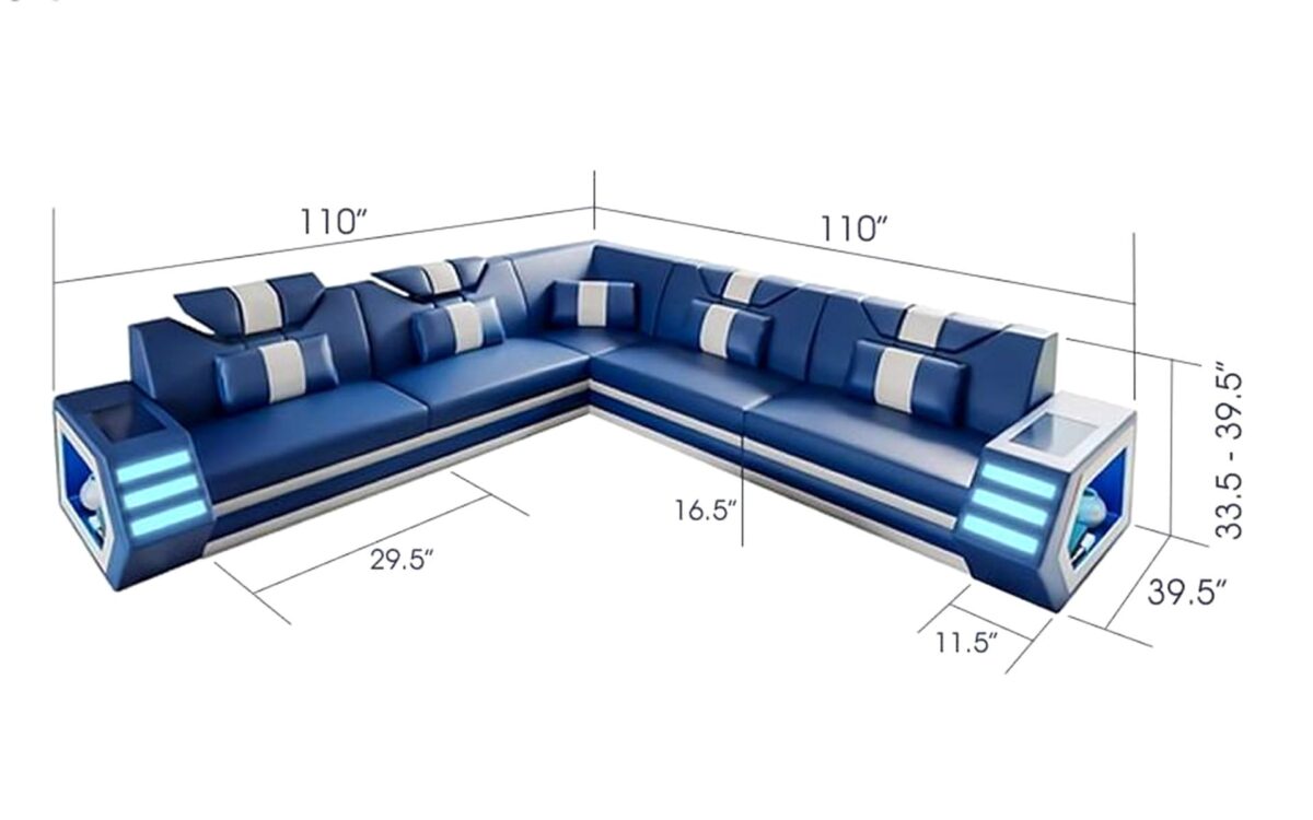 Mcmanu Modern Leather Sectional with LED Light - Image 17