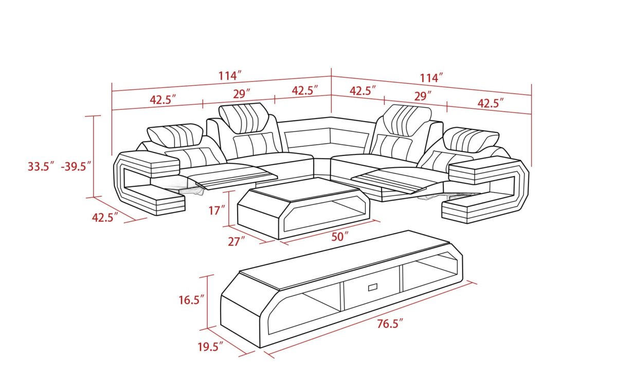 Maximus Modern L Shape Recliner Sectional - Image 7