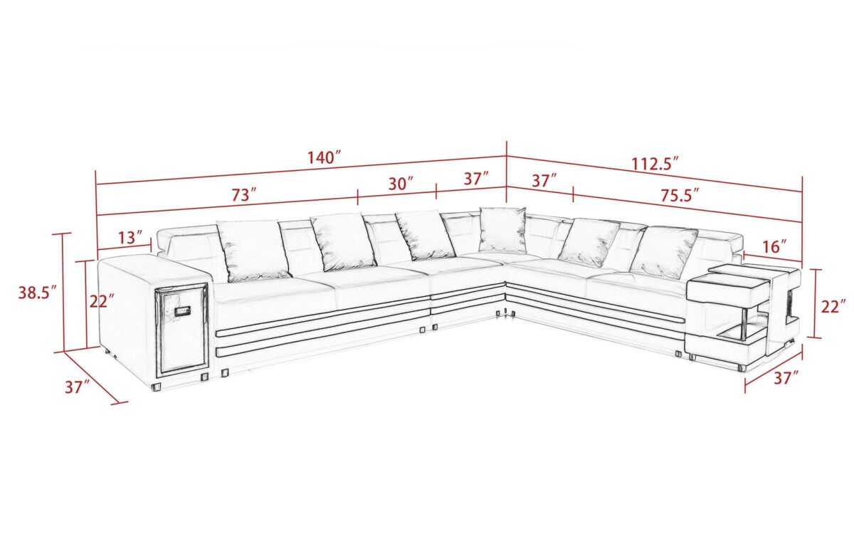 Lundberg Leather Sectional with Console - Image 4