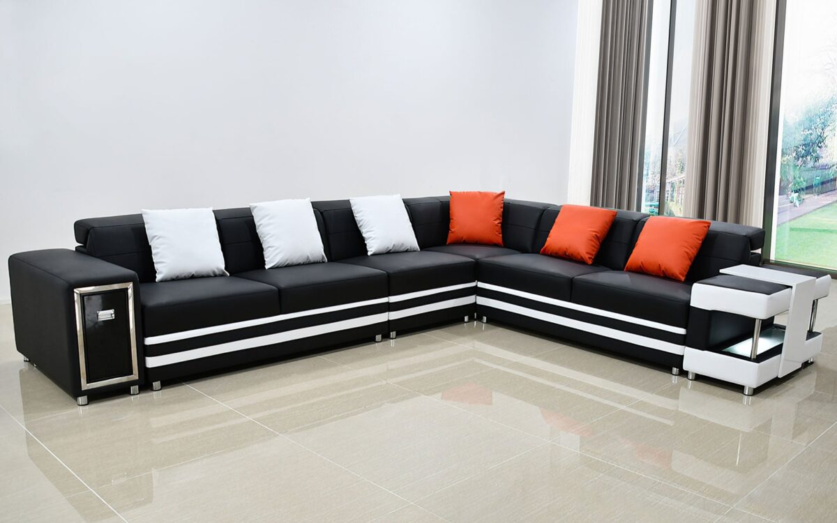 Lundberg Leather Sectional with Console - Image 2