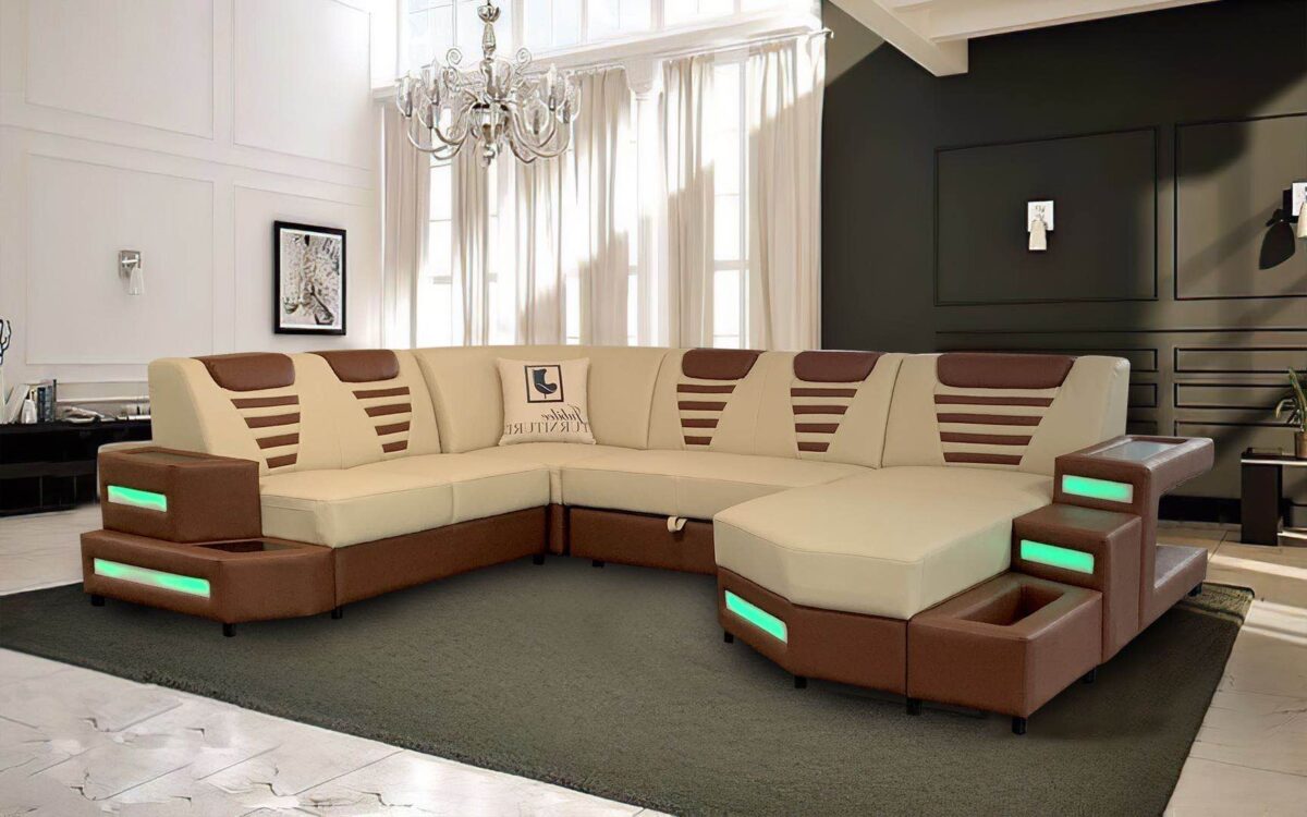 Vega Modern U-Shape Leather Sectional - Image 2