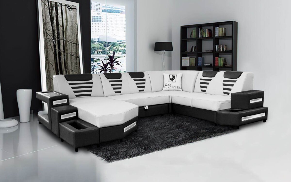Vega Modern U-Shape Leather Sectional - Image 4