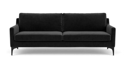 Anna 3-Seater Couch. Velour Matt Dark Grey